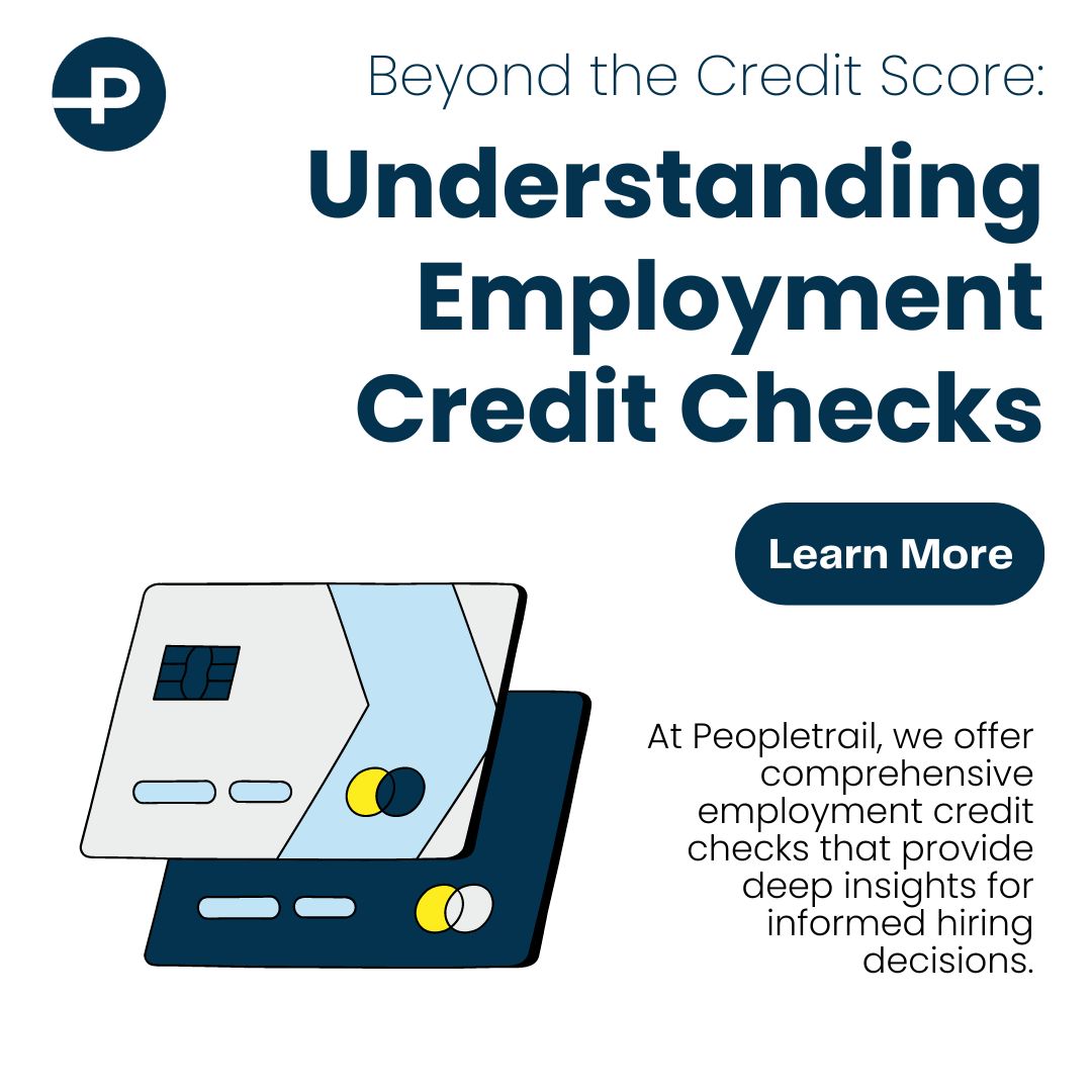 Your #creditscore isn't the only factor in determining financial responsibility. At Peopletrail, we offer comprehensive employment #creditchecks that provide deep insights for informed #hiring decisions. Ensure your hiring process is thorough and insightful. #Peopletrail