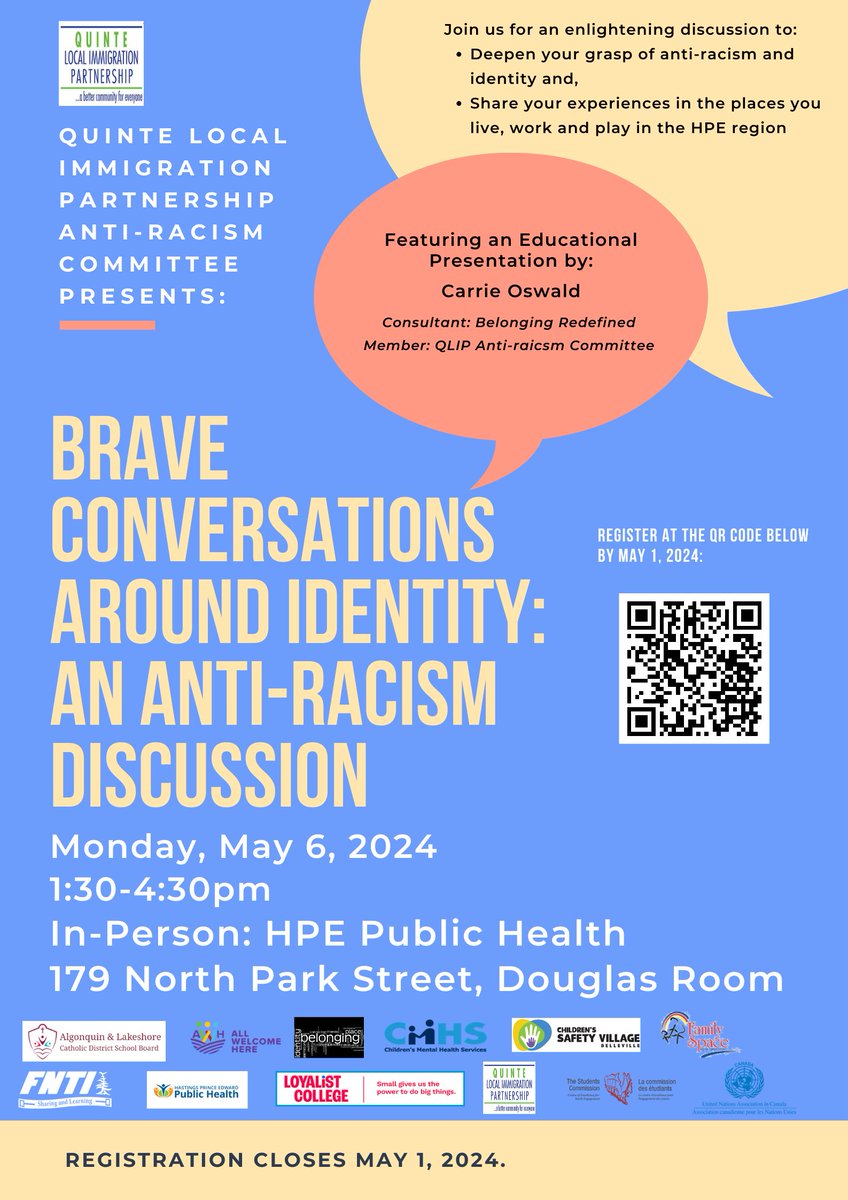 The Quinte Local Immigration Partnership Anti-Racism Subcommittee looks forward to hosting a community roundtable for QLIP members titled, Brave conversations around identity: An Anti-Racism Discussion ca.mar.medallia.com/?e=386862&d=l&…