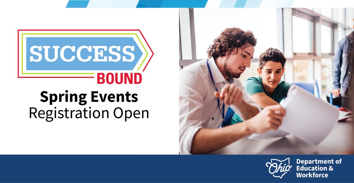 Check out these SuccessBound events featuring education and industry leaders discussing the workforce and career pathways. 🔹 April 17: Southeast 🔹 April 25: Central 🔹 April 26: Northwest 🔹 May 1: Southwest Visit education.ohio.gov/Media/Ed-Conne… for locations and registration info.