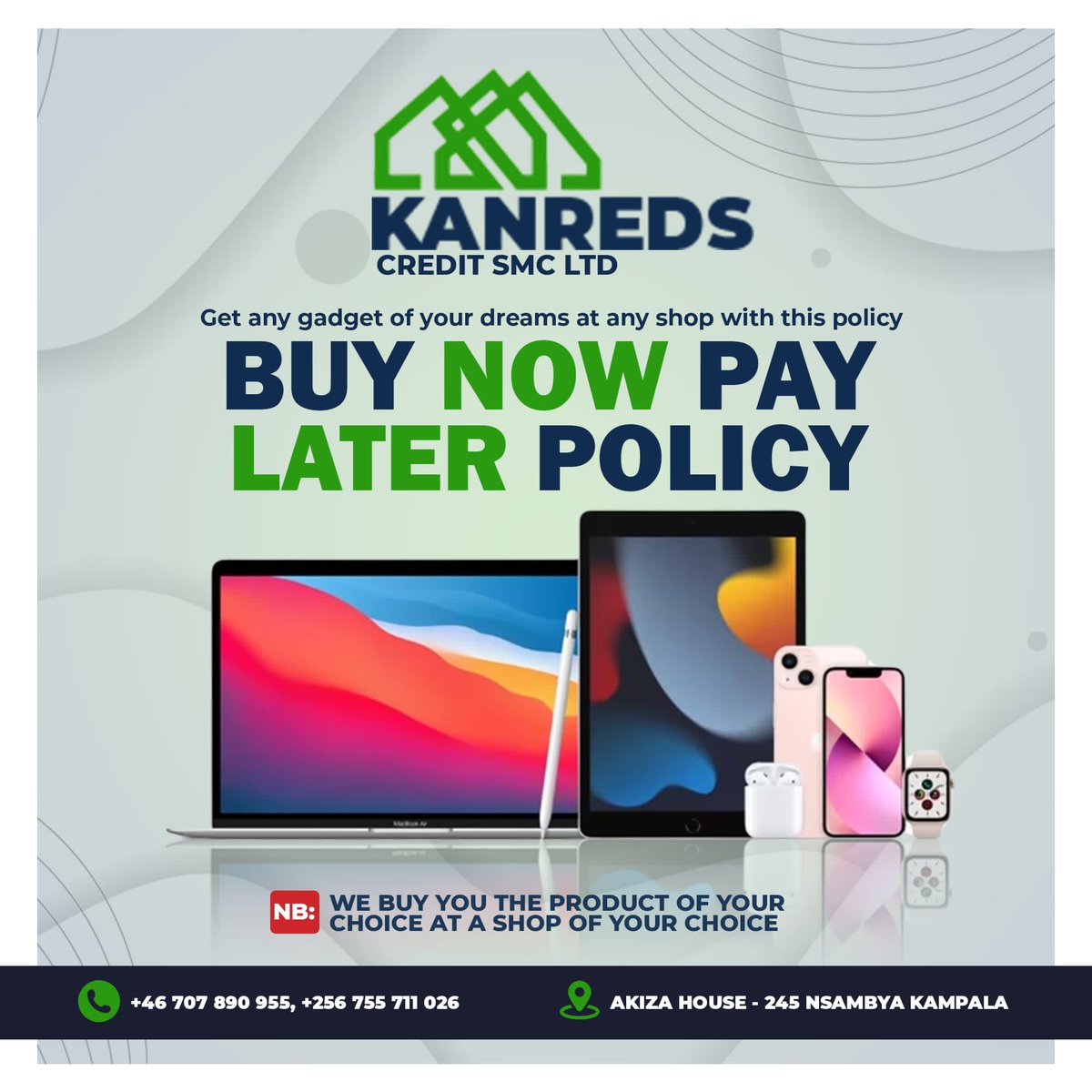 Kanreds is willing to purchase for you any gadget of your choice and you can be able to pay back in installments or at an agreed time☺️ Utilize this opportunity! #KanredsCredit