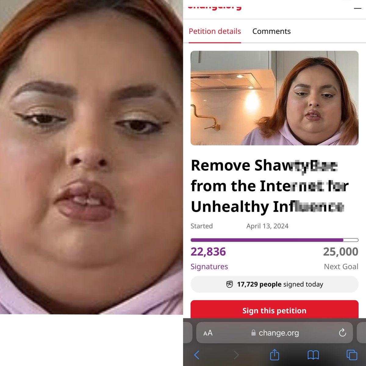 44villeTV's tweet photo. #NEWS: Social media users create petition in attempt to remove influencer Shawty Bae from the internet — nearly 25,000 signatures https://t.co/TDx3rfbwdi