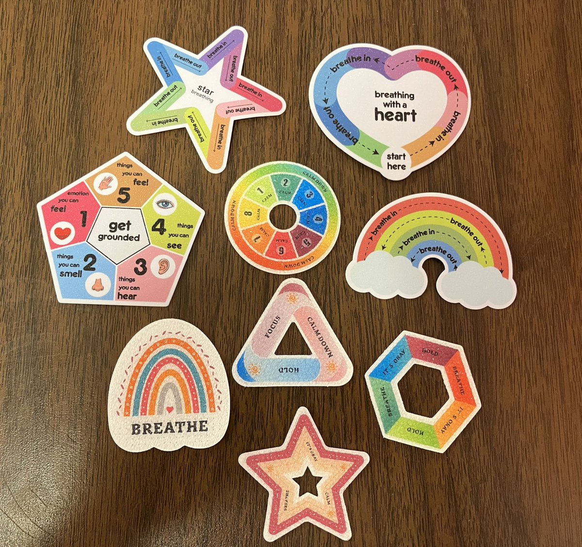 These stickers not only provide my students with breathing exercises but are also textured for when they get the urge to touch or play with something. Each one of my students has one on their desk and they’ve gotten a LOT of love! @HartElemAISD @AISD_SEL_CPI @WeAreAISD