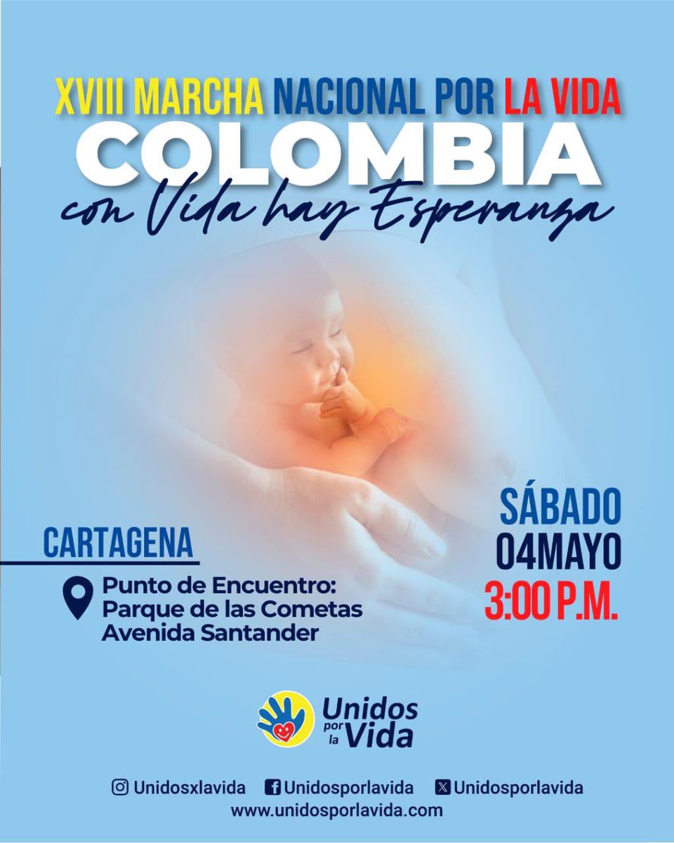 Desde la #BancadaProVida nos unimos al clamor de millones de colombianos que saben que con vida hay esperanza. Los invito a todos a que caminemos por la vida este 4 de mayo en #Cartagena desde las 3pm saliendo del Parque de las cometas 🪁, en las tenazas. #UnidosPorLaVida
