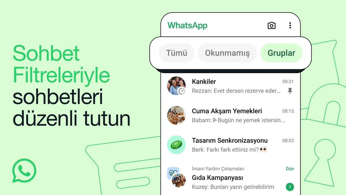 Whatsapp'a sohbet filtreleri eklendi.