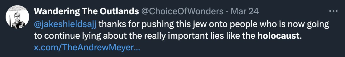 oolon's tweet image. Why are open Holocaust denying neo-Nazi's supporting JK Rowling? I thought "JK Rowling is a Holocaust Denier" was libel. Maybe she should sue some of her neo-nazi fans and not the Jewish journalist who criticised her?