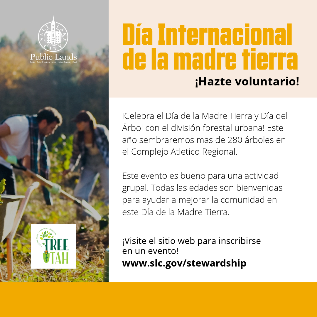 SLCPublicLands's tweet photo. Volunteer with us! Join the Urban Forestry Division and Tree Utah as we celebrate Earth Day π and Arbor Day π² ! Sign up at https://t.co/4kvNwOih4P #EarthDay #UrbanForestry #TreeUtah #SLCPublicLands https://t.co/qTDeOxsL6l