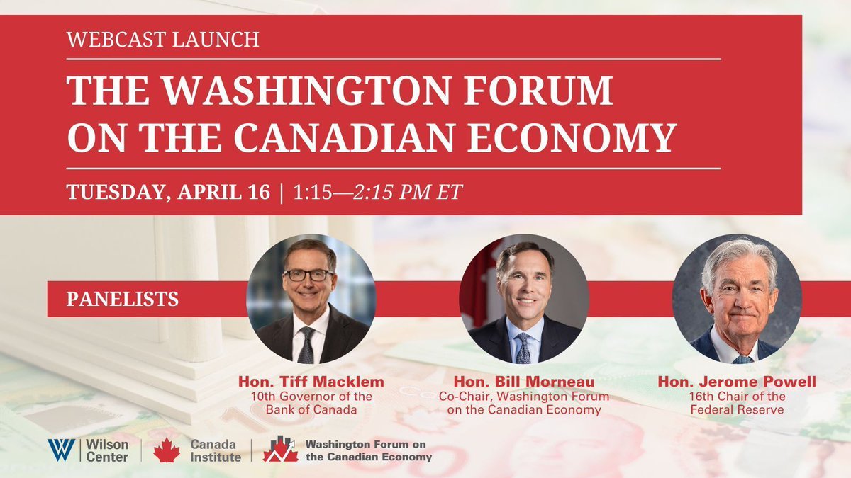 LIVE NOW | 🇺🇸🤝🇨🇦 Don’t miss the launch of The Washington Forum on the Canadian Economy featuring @federalreserve Chair Jerome Powell, Former Canadian Minister of Finance Bill Morneau, and @bankofcanada Governor Tiff Macklem.