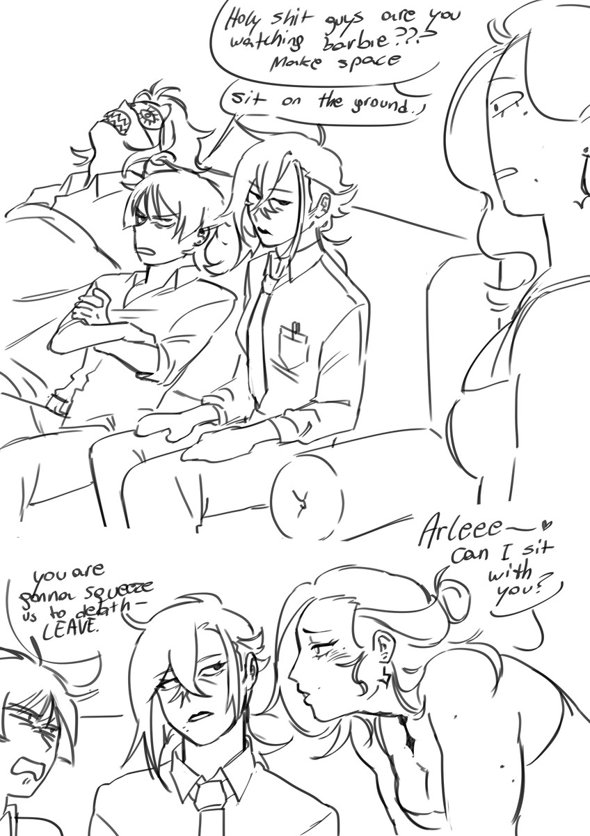 none of them actually wants to be on the movie night...... they were forced by the power of money
(signora stayed by the power of yuri)