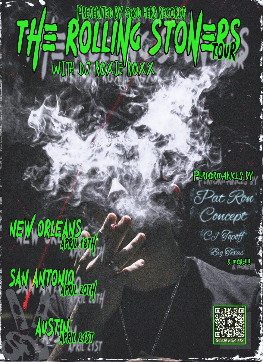 lifewitha_1's tweet image. WE LIVE IN SAN ANTONIO THIS WEEKEND... FINNA BE A MOVIE AND A HALF!!! COME OUT FOR ANY OF THE 3 STOPS ON THE ROLLING STONERS TOUR!!

18TH - NEW ORLEANS

20TH - SAN ANTONIO

21ST - AUSTIN

SCAN QR CODE FOR TICKETS

Presented by Good Herb Records