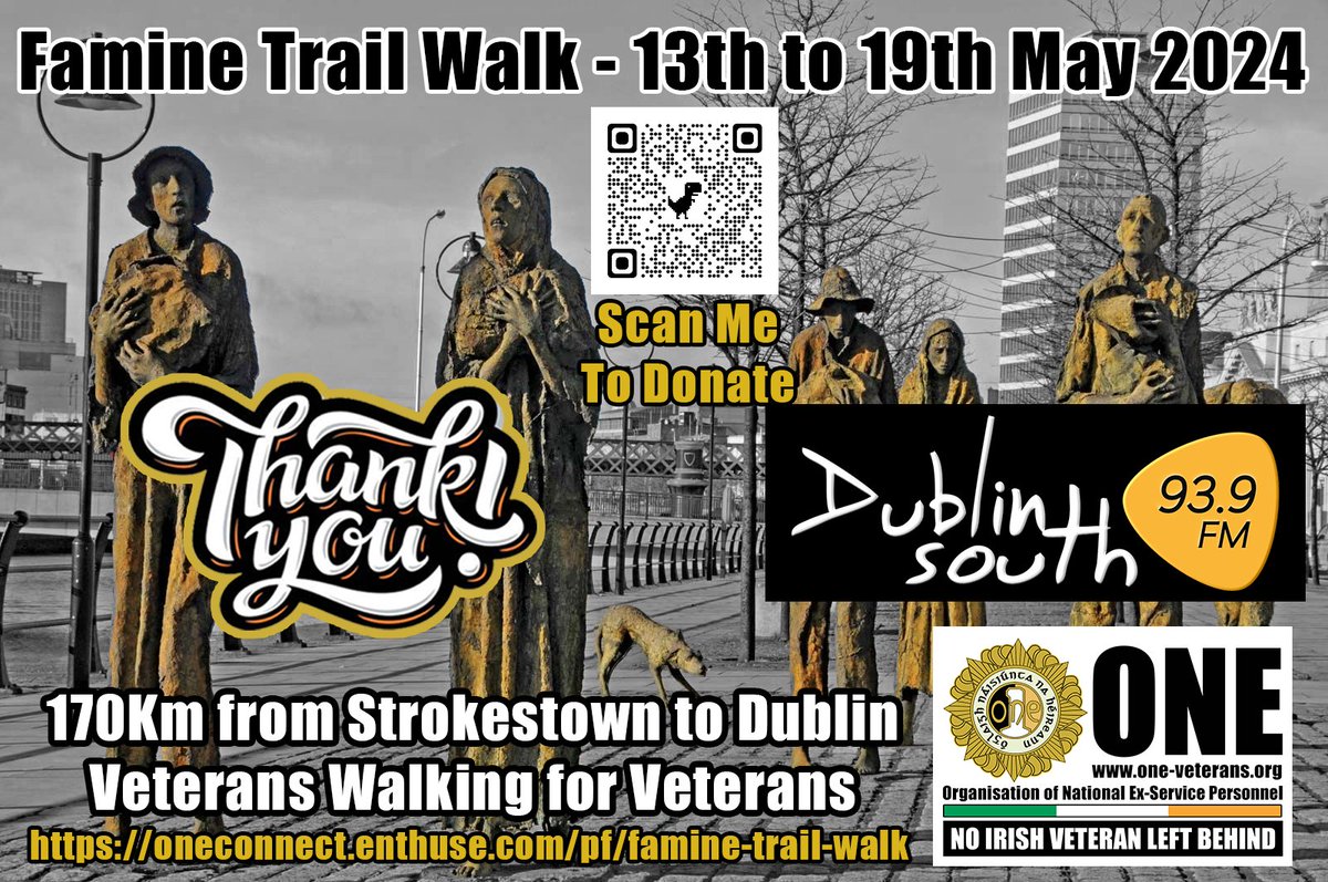 OneFuchsia's tweet photo. Thank you to Martha Lynam who presents Memory Lane 4-5pm on @DublinSouthFM for having our #DefenceForces #Veterans on to speak about our Famine Trail Walk #fundraiser in May.
More here: https://t.co/wnROtsQLwY
#Charity #NoIrishVeteranLeftBehind #Donation #FamineWalk #Famine https://t.co/F99my5QaCE