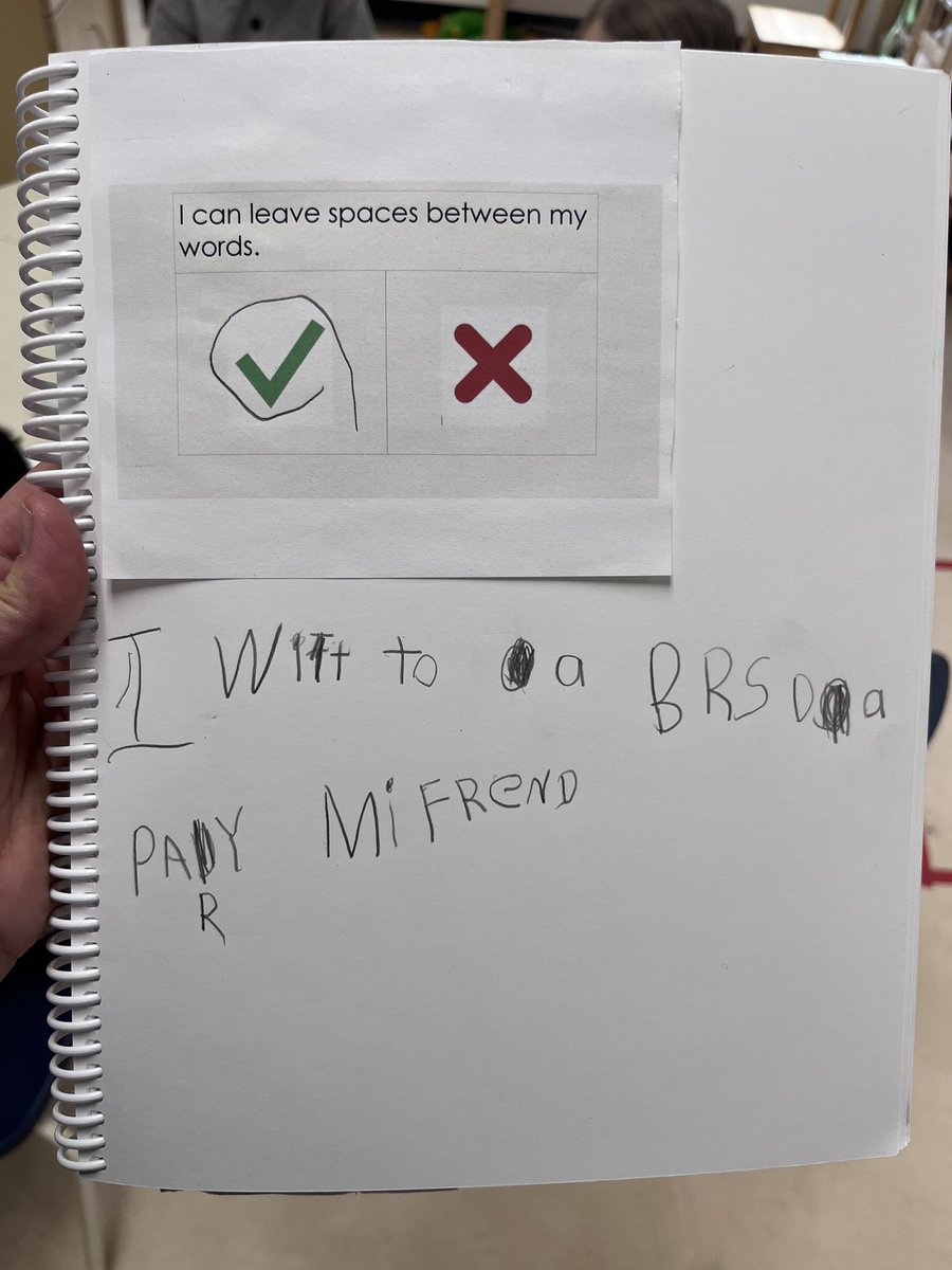 BPSHawksK's tweet photo. We have been learning all about sentences and the four components. Today’s focus was on putting spaces between words along with a self-assessment. #bpshawksk #bpshawkslearn https://t.co/4kKPdGWfvr