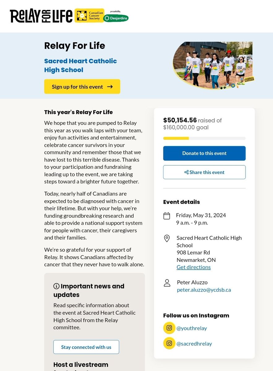 Jonah James (@its_jonahj) on Twitter photo $50k🥳🥳
The energy and passion these students have is out of this world! Keep it coming, Sacred #relayforlife #youthrelay
<a href="/SacredHeartCHS/">Sacred Heart CHS</a>
<a href="/YCDSB/">York Catholic District School Board</a>
<a href="/newmarkettoday/">NewmarketToday</a>
<a href="/cancersociety/">Canadian Cancer Society</a> $50k🥳🥳
The energy and passion these students have is out of this world! Keep it coming, Sacred #relayforlife #youthrelay
<a href="/SacredHeartCHS/">Sacred Heart CHS</a>
<a href="/YCDSB/">York Catholic District School Board</a>
<a href="/newmarkettoday/">NewmarketToday</a>
<a href="/cancersociety/">Canadian Cancer Society</a>