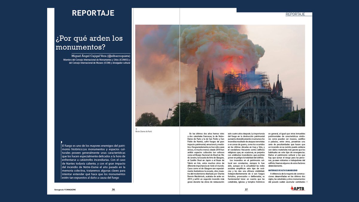 Analicé en detalle todo esto cuando la Asociación Profesional de Técnicos de Bomberos (@APTBBomberos) me encargó un artículo especializado para su revista profesional en 2020, tras el incendio de la catedral de Nantes, solo un año después de que ardiese Notre Dame.
