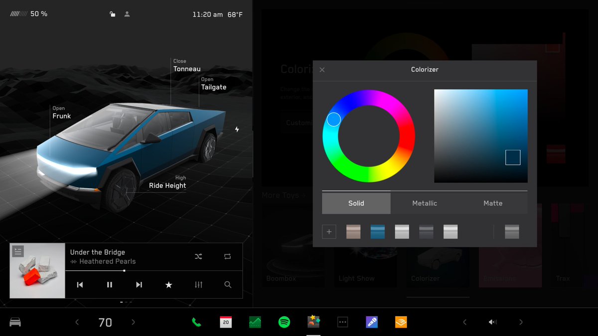 You can try out Tesla wraps now with colorizer. They are selectable options under the color wheel