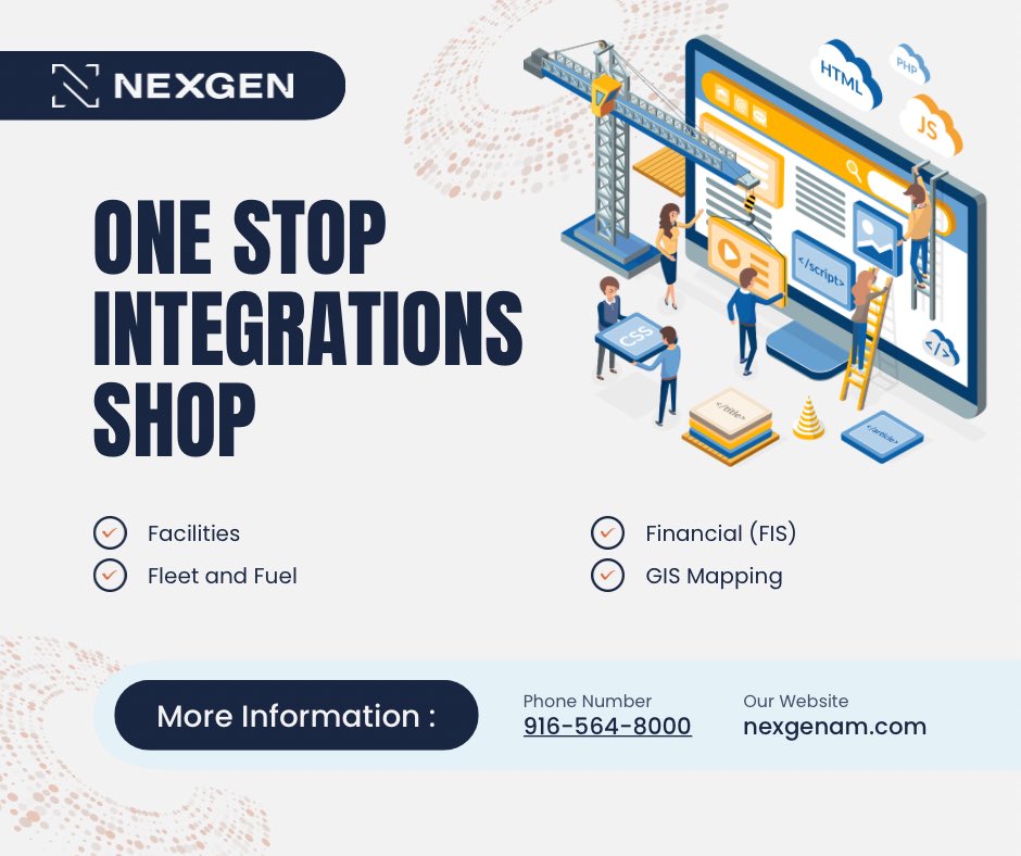 nexgenam1's tweet photo. NEXGEN is your one stop #integration shop. 

Leveraging our fully connected enterprise-wide approach ensures all software providers are interconnected and updated in real-time. 

#cmms #eam #software #facilities #facilitymanagement #assetmanagement #maintenanceplatform https://t.co/Gi82Pe8Pf2