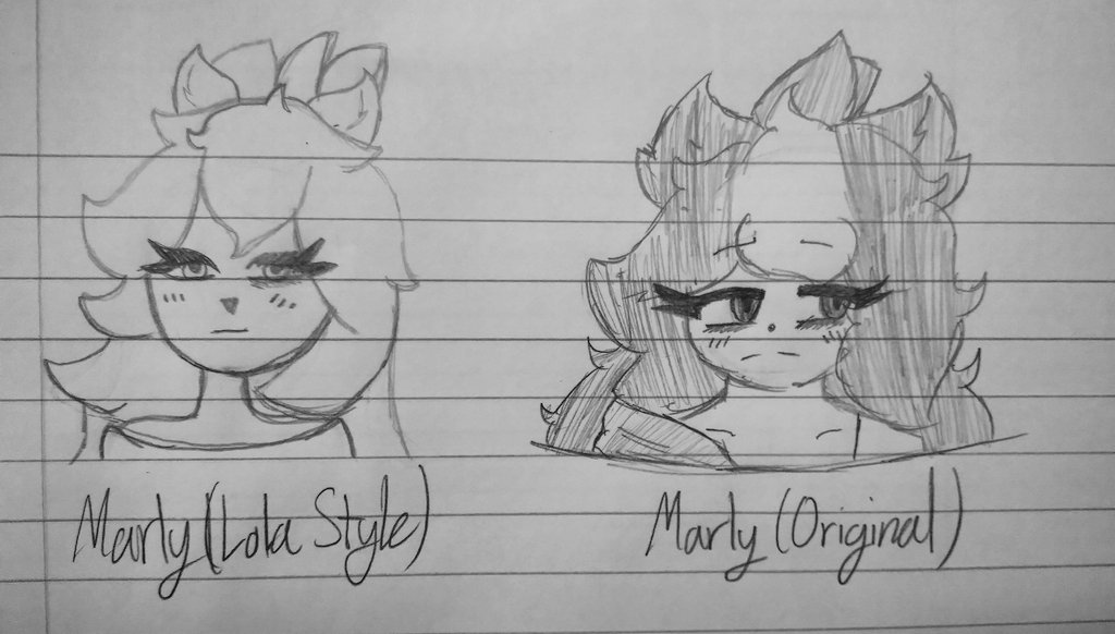 I had my friend draw Marly and drew Marly next to it
.

.

.
#artist #art #arttwt #artistontwt #oc #ocart