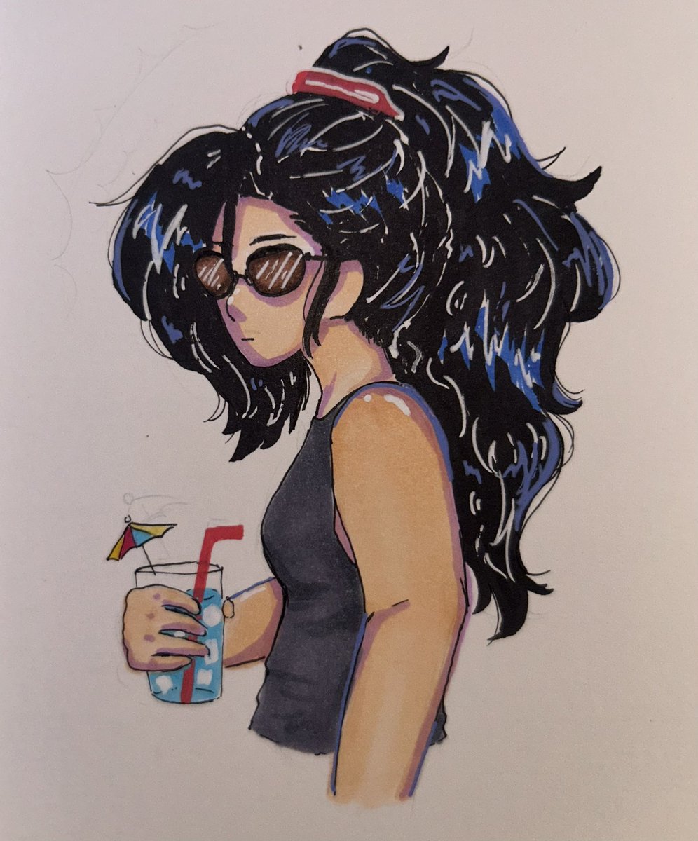 Shiloh’s ready for summer. #ocart #traditionalart #alcoholmarker #originalcharacterart