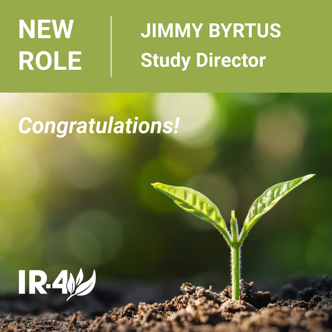 IR-4 HQ is pleased to announce that Jimmy Byrtus has transitioned to a full-time Study Director position. Jimmy has been with IR-4 since 2020, serving as a Research Assistant & then Lead Research Associate - Regulatory Sciences. Congrats! ir4project.org/hq-staff/ #peopleofIR4
