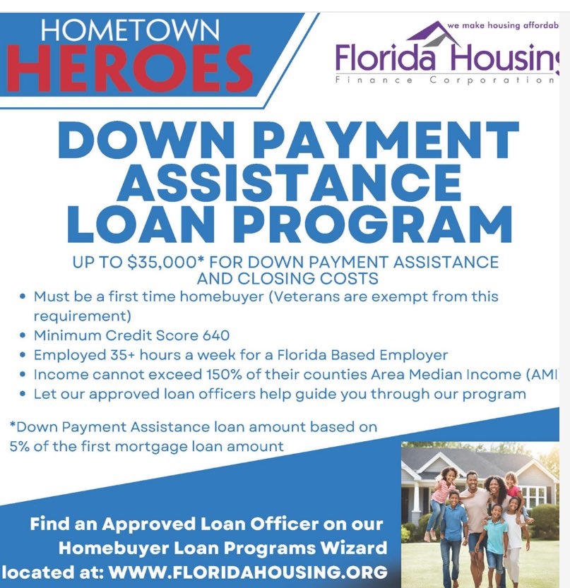 Up to $35K in down payment assistance!!!! #StopRenting 

Just another great reason to move to #Florida! 😃

Looking for a #SouthFlorida #Realtor? Call me! 561-376-8288 

#HometownHeroes 
#TaxCredit #DollarForDollar #PalmBeachCounty #FirstTimeHomeBuyer  #SHIP #BondLoan #MCC #IPRE