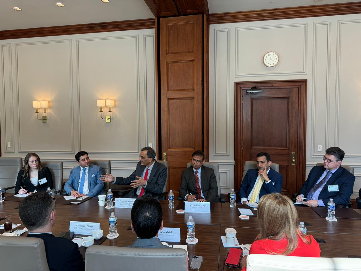 USIBC was honored to host Dr. V. Anantha Nageswaran, the Chief Economic Advisor to the Government of India (GOI), yesterday at the @USChamber in Washington, D.C. on the sidelines of the World Bank and IMF Spring Meetings. Dr. Nageswaran offered our members a real time update on…