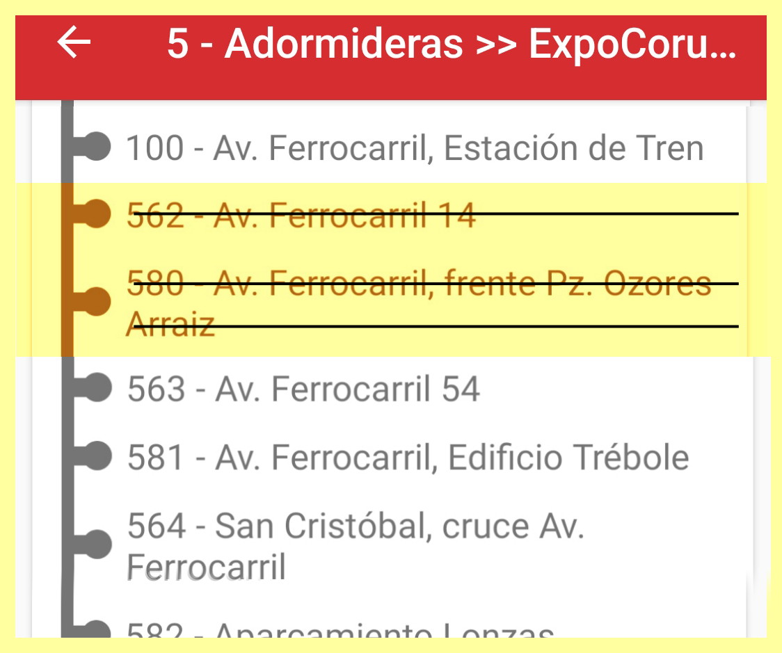 BlogBusurbano's tweet image. Actualizamos esta info, que ha sido reactualizada ya varias veces oficialmente hoy...

Paradas #Lín5 que "caen"
de Avda. del #Ferrocarril:
#Par562 (n°14)
#Par580 (fte. Pz. Ozores Arráiz)

Recuperará su ruta por
J. COTARELO para llegar
a la #Par563 (n°54)

La vuelta
sin cambios.