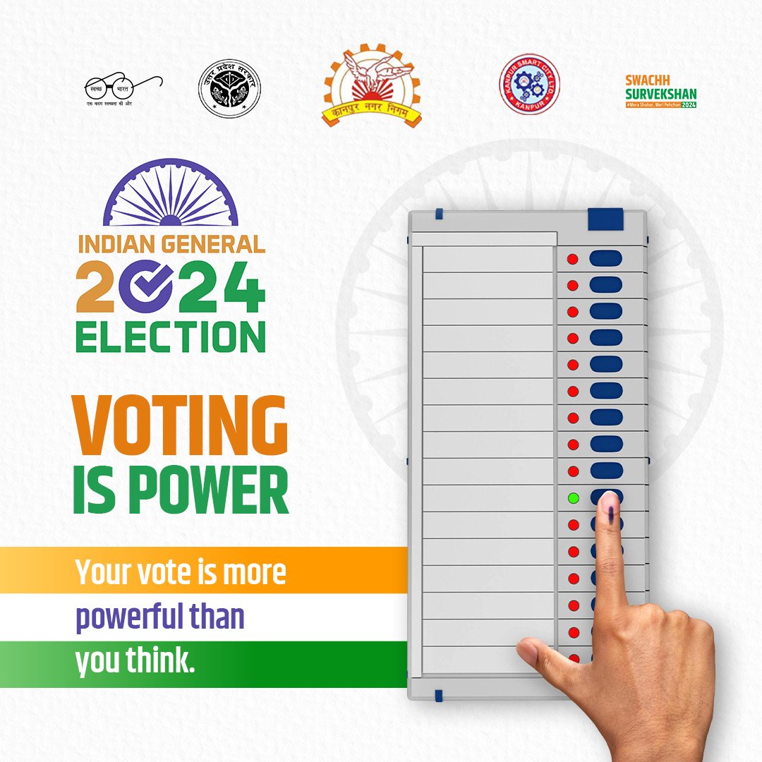 Let’s unite and make a difference—your vote is your power. #2024IndianGeneralElectiom #India #LokSabha2024 #MyVote #LokSabhaElections @MoHUA_India @SBM_UP @CMOfficeUP @ChiefSecyUP @CommissionerKnp @Shiviasup @UPGovt @DMKanpur @ECISVEEP