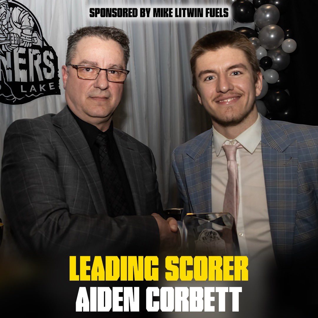 LEADING SCORER | Sponsored by Mike Litwin Fuels, the 2023-2024 Red Lake Miners top scorer is…

#24 Aiden Corbett! 

#MinerFamily | #TheHardWay⚫️⛏️🟡