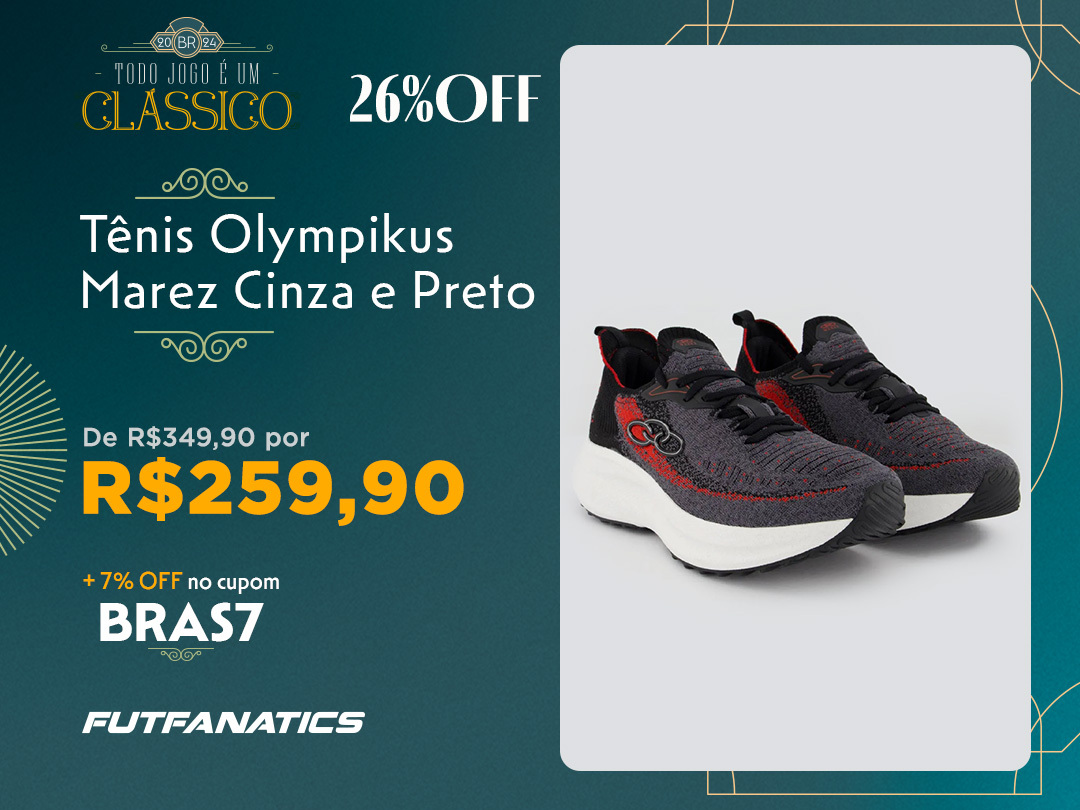 Olympikus no #DestaqueDoDia Tênis Olympikus Marez Cinza e Preto de R$349,90 por R$259,90 + 7% OFF no cupom BRAS7 + 10% OFF no PIX Garanta já >>> encurtador.com.br/doEP4