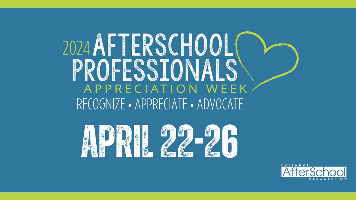 Afterschool Professionals Appreciation Week is next week on April 22-26! Learn why it's so important to recognize #OST professionals and how to celebrate the #HeartofAfterschool via @NatlAfterSchool: naaweb.org/news/668642.