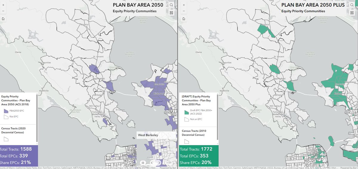 MTC's proposed update to its Equity Priority Communities map would remove Marin City as a EPC and add two new EPC census tracts in south Novato.