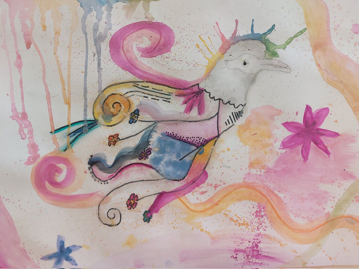 MissSwiderska's tweet photo. Lovely first day back yesterday 🤩 Year 7 completed their birds inspired by Brazilian street artist #L7M, using paint, oil pastel and sharpie 🎨🌈 #colourful #experimental #KS3 #Yr7 #StreetArt https://t.co/KzjNTwkMF0