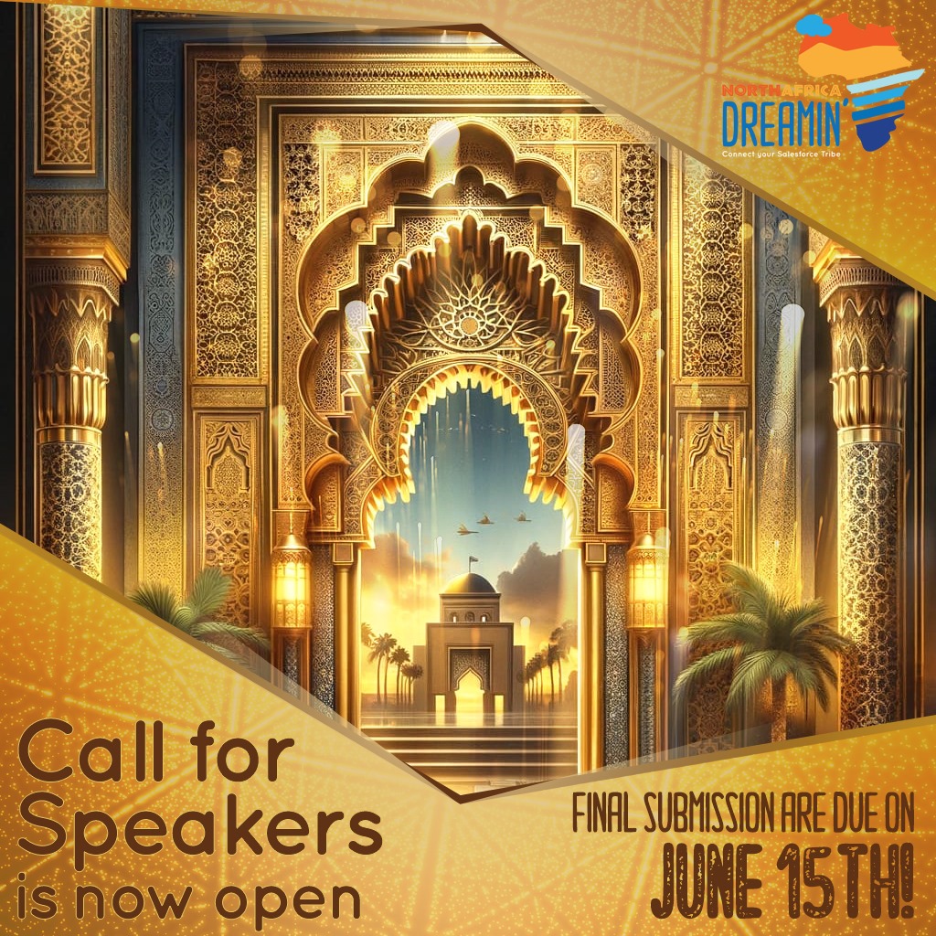 The stage is set, and we're thrilled to announce that the call for speakers is officially OPEN for #NAD2024! To submit your proposal , visit northafricadreamin.com/submit-your-se… We look forward to hearing from you! #TrailblazerCommunity #Salesforce #NAD2024 #CallForSpeakers