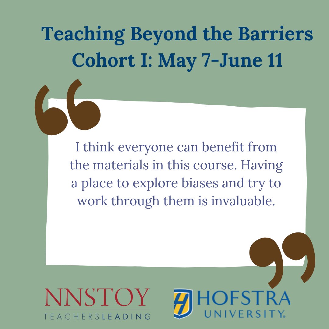 We are partnering with @hofstrau School of Education to present 'Teaching Beyond the Barriers.' This is a virtual course designed for both new and seasoned K-12 teachers to transform your instruction and practice. Learn more and register here! hofstra.edu/education/teac…