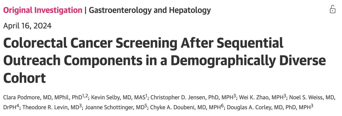 Which of the many steps in a #colorectalcancer screening program have the greatest impact? Study led by @DouglasCorley @kpnorcal @PermanenteDocs now in @JAMANetworkOpen provides insights for improving outcomes & care value in #CRC. #cancerscreening Study: ibit.ly/eFnrp