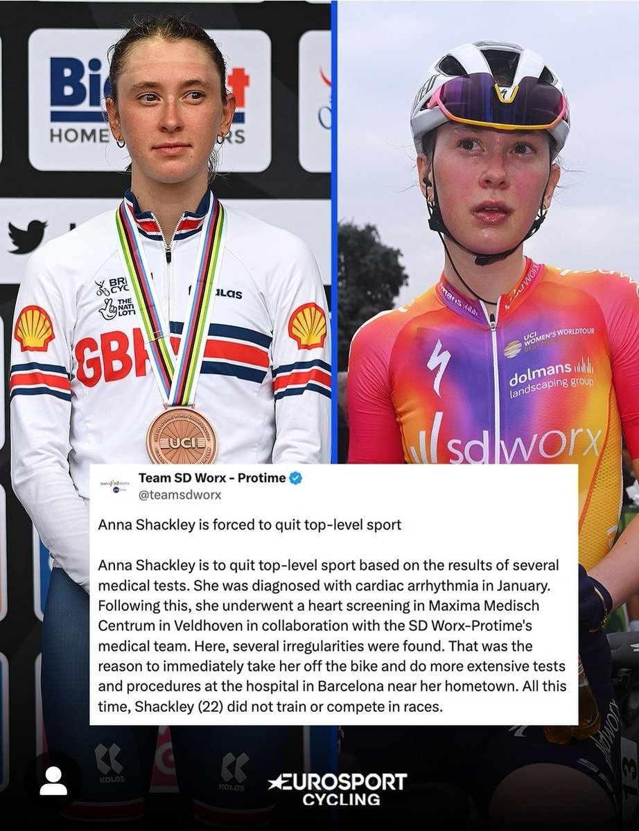 22 yr-old Anna Shackley forced to retire due to cardiac arrhythmia. cyclingweekly.com/racing/promisi…  #cycling #bicycle #cyclist #womenscycling #womenssports