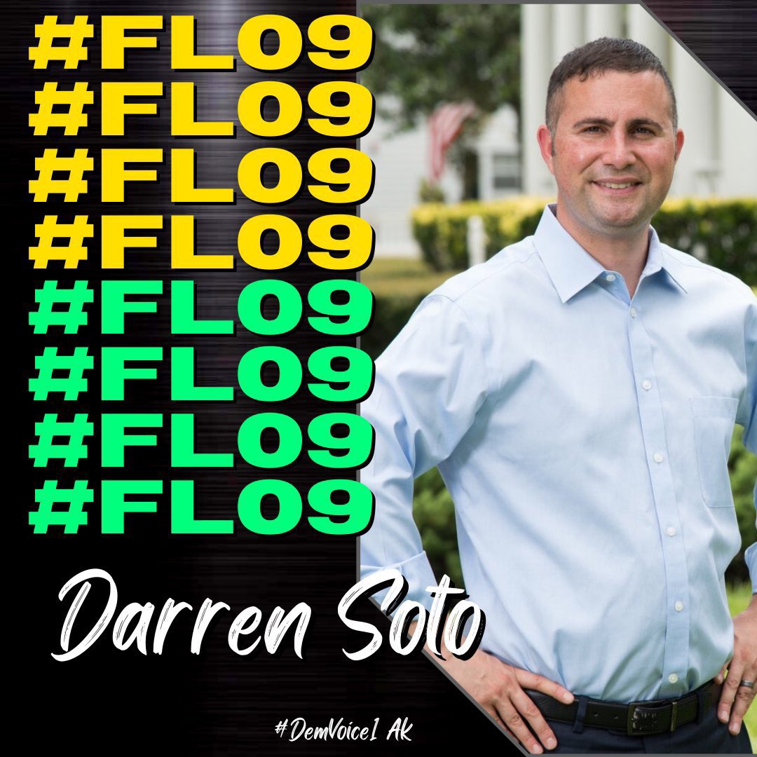 Central Florida FL09 re-elect Democrat Darren Soto to Congress! Vets Housing Gun safety Agriculture Environment Infrastructure Climate change Protect FL coast Renewable energy Reproductive rights He encourages Latin voters to vote @DarrenSoto darrensoto.com #wtpGOTV24