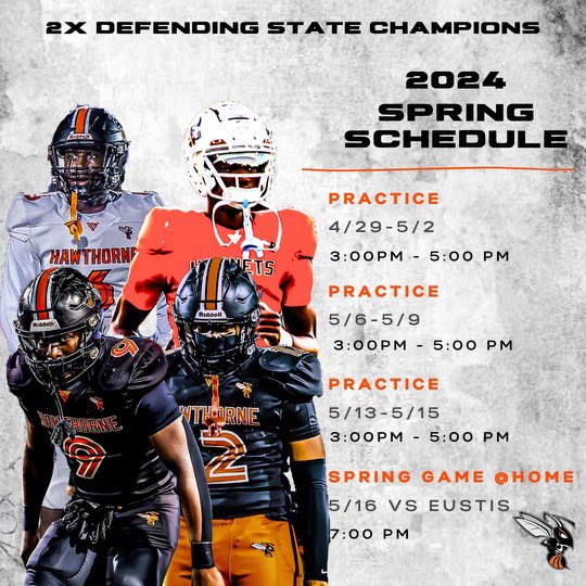 Here is the Spring Schedule for the Back2Back State Champs⭐️ #Hornetnation #TheStandard