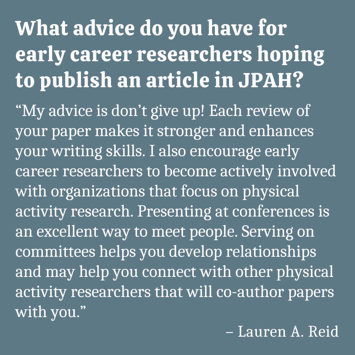 Meet Lauren Reid, an instructor at @SouthCollege & Associate Director of Outcomes and Evaluation for the School of Physician Assistant Studies. She recently published in JPAH on the association of food insecurity w/physical activity in youth w/diabetes. doi.org/10.1123/jpah.2…