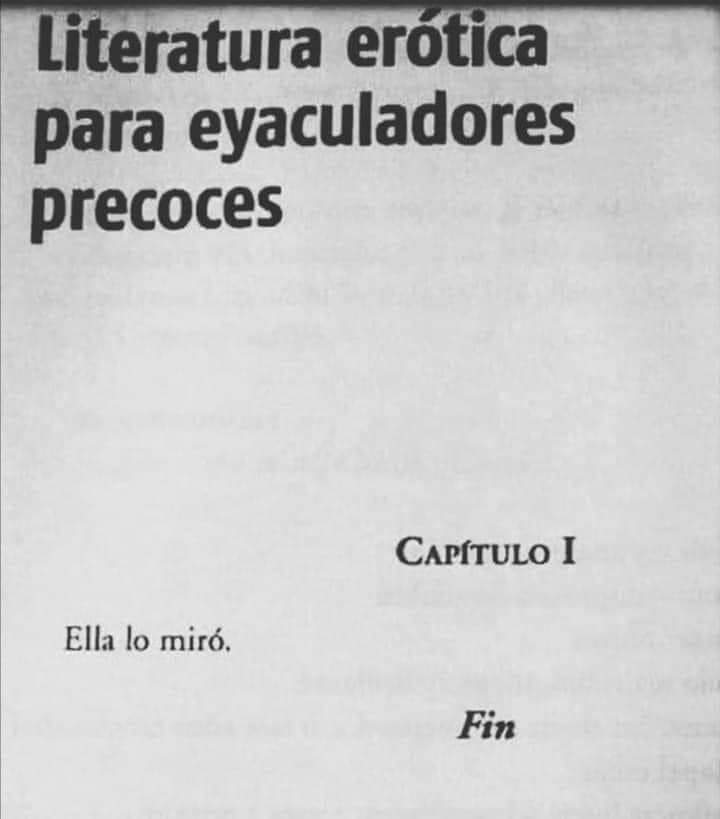 Bibliomaniatico's tweet photo. Literatura erótica para eyaculadores precoces.

CAPÍTULO I

Ella lo miró.

       FIN https://t.co/sfhFNhz8uk