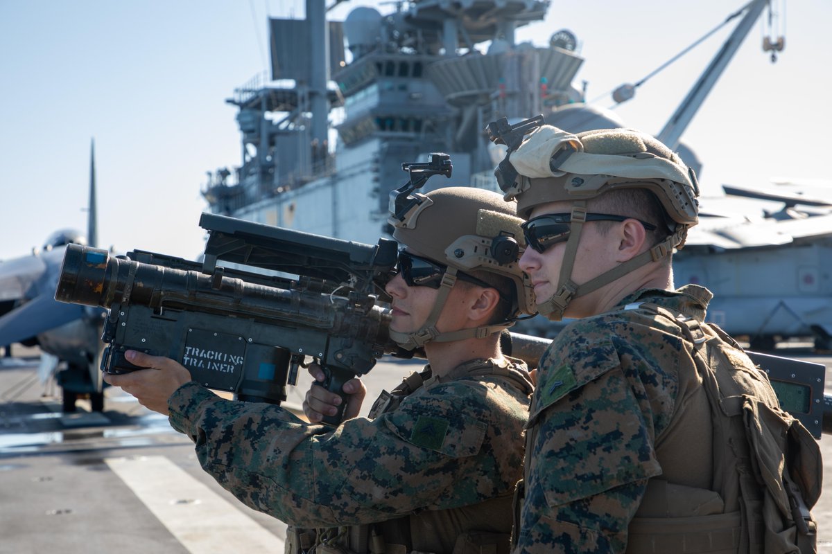 #Marines with @The24MEU conduct simulated counter unmanned aerial systems operations aboard the #USSWasp during Composite Training Unit Exercise (COMPTUEX). COMPTUEX is the Wasp Amphibious Ready Group-24th MEU’s final at-sea certification exercise before deployment. #USMC