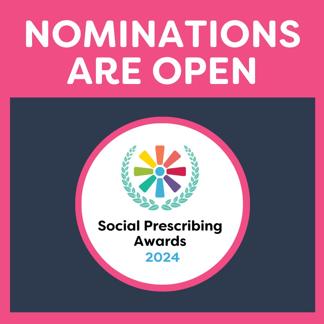 The #SocialPrescribingAwards are open until 10 May. This is your chance to shine a light on the work you are doing - whether that's at a local, national or international level - please share! Enter here: ow.ly/O6fC50RcUik @NASPTweets @CollegeofMed @SocialPrescrib2