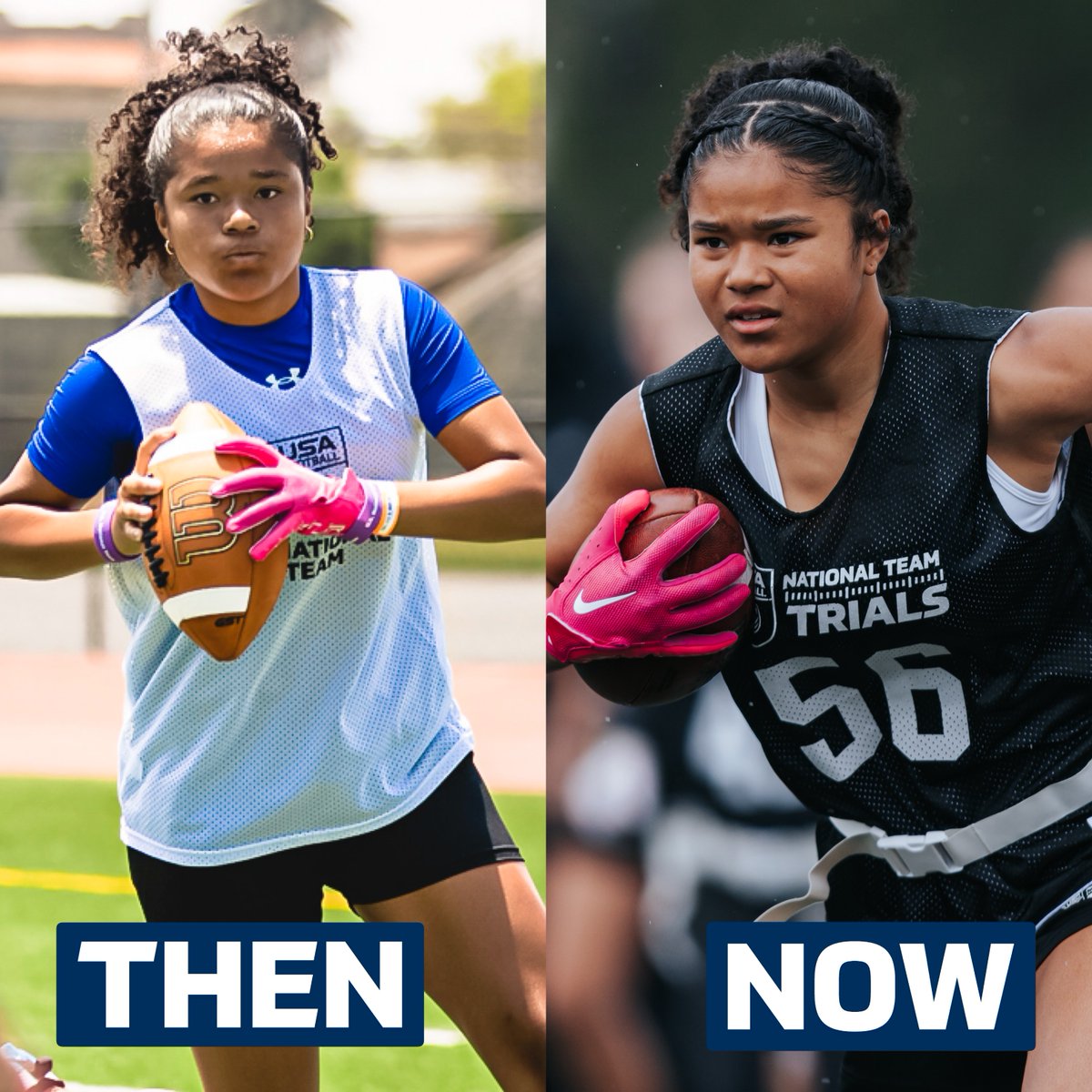 At our inaugural Talent ID in LA last year, we found some serious talent 🌟 1️⃣8️⃣ athletes were invited to @USNFT Trials, and 9️⃣ made the initial rosters Get discovered at our Talent ID Camp with the @RamsNFL on 5/18! 🔗 usafootball.com/talent-id-camp #USAFBTalentID | @RamsCommunity