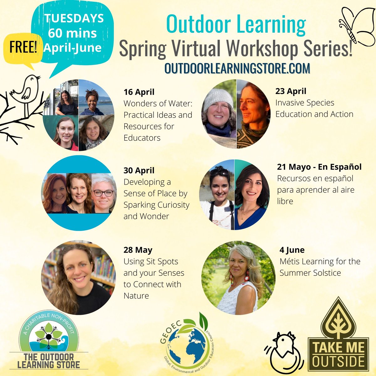 GEOEC's tweet image. The free Spring Outdoor Learning Virtual Workshop Series kicks off today! Follow the link below to see all the latest offerings from @TheOLStore.

outdoorlearningstore.com/workshops/

#GEOEC #OutdoorEd #EnviroEd #ABed #OLS #TakeMeOutside #PD #ProfessionalDevelopment #Spring #Teachers