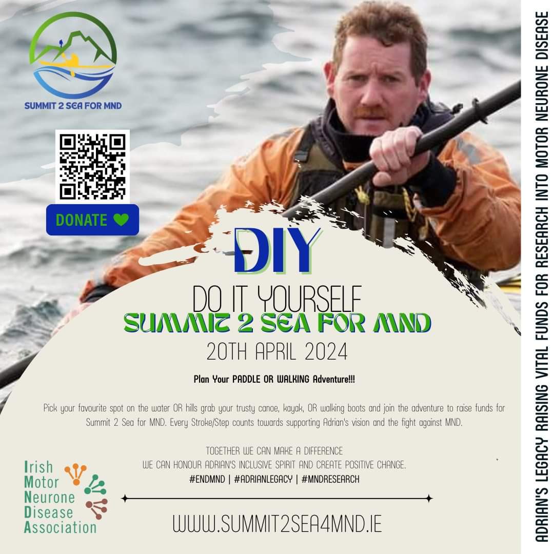 If you can get this mentioned to friends, family or especially wider reach TV Radio even Retweets I would be eternally grateful. On Saturday combined we hope to help Adrian Harkin raise €1 million euro for @IMNDA by kayaking around Ireland in 1 day + Climbing 32 highest hills