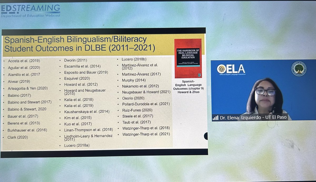“Dual language Bilingual Education has many benefits!” @ElenaIzquierdo3 #3WsDualLanguage #OELA @UTEP