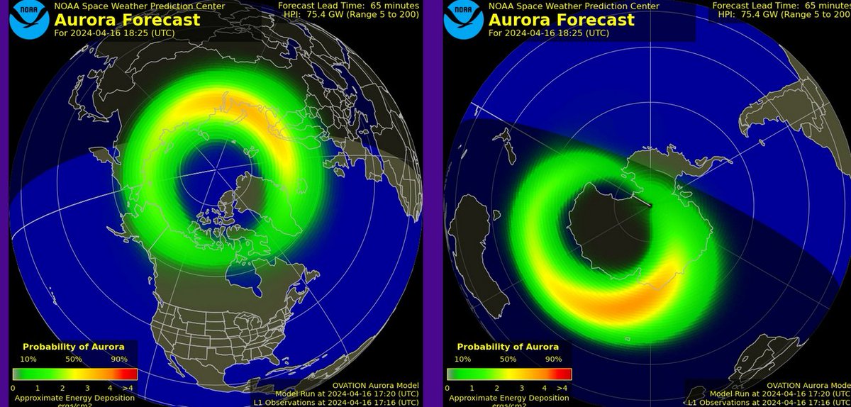 The Bz component of the IMF carried past Earth via the solar wind has drifted to a south pointing position. Minor (G1) storming will be possible in the hours ahead. Aurora sky watchers at higher latitudes should be alert during the next 12-24 hours. SolarHam.com