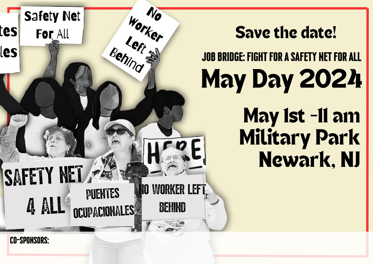📌SAVE THE DATE! May Day in Newark, NJ. Celebrate with us the workers day as we demand a safety net for excluded workers in New Jersey. Stay tune for more info: