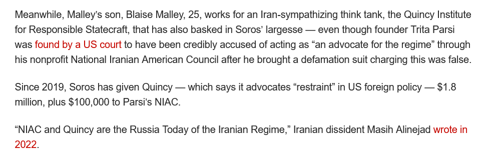 This is the same Quincy Institute that posts anti-Azerbaijani BS by the disgraced Iranian agent of influence Eldar Mamedov. No surprises here, they all work for the Iranian regime. nypost.com/2023/12/09/new…