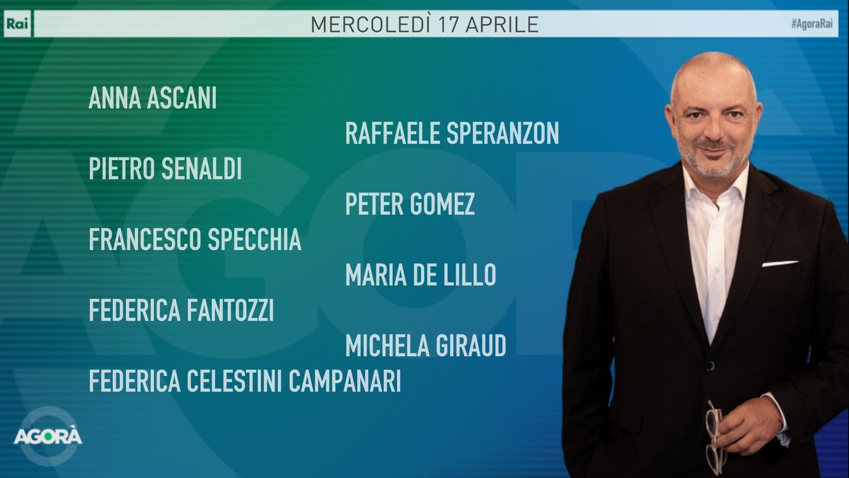 Ecco gli ospiti di Roberto Inciocchi di mercoledì #17aprile ad #AgoraRai. Vi aspettiamo dalle 8.00 alle 09:45 su #Rai3 e #RaiPlay.