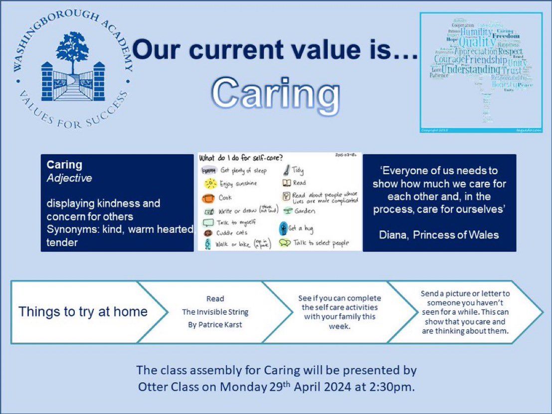 Very excited to be back for the start of Term 5.Our new themes this term are: @wash_fs2 - It's a Bug's Life @wash_ks1 - The Enchanted Garden @wash_lks2 - Blue Abyss @wash_uks2 - Groovy Greeks washac.org/our-school/our… And our while school value for the next 3 weeks is #caring